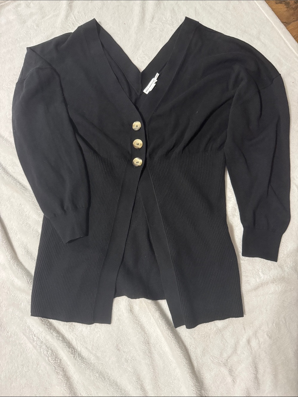 Good American Black Waisted Cardigan - Classic Knit